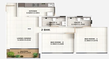 Kumar Properties Hadapsar 1BHK Plan